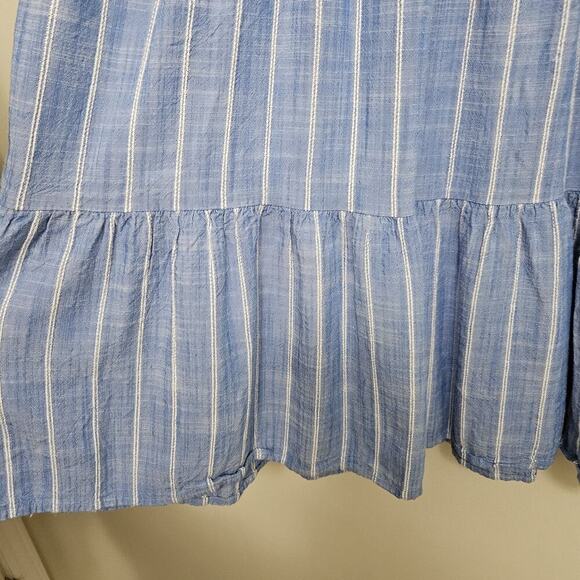 Signature by Robbie Bee Boho Blue and White Stripe Tiered Dress Bell Sleeve Sz S - Picture 5 of 12